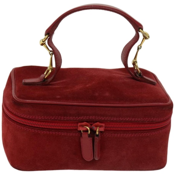 GUCCI Vanity Cosmetic Pouch Suede Red 032 1705 0141 Auth 66538 - Picture 13 of 16